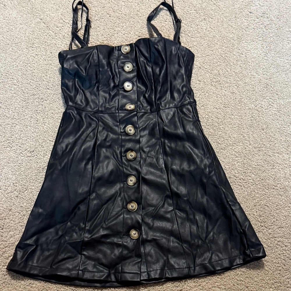 The Indigo Child Sleek Black Button-Front Mini Dress